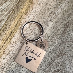 Personalisierter Kalender-Schlüsselanhänger in Roségold – inkl. Mini-Anhänger